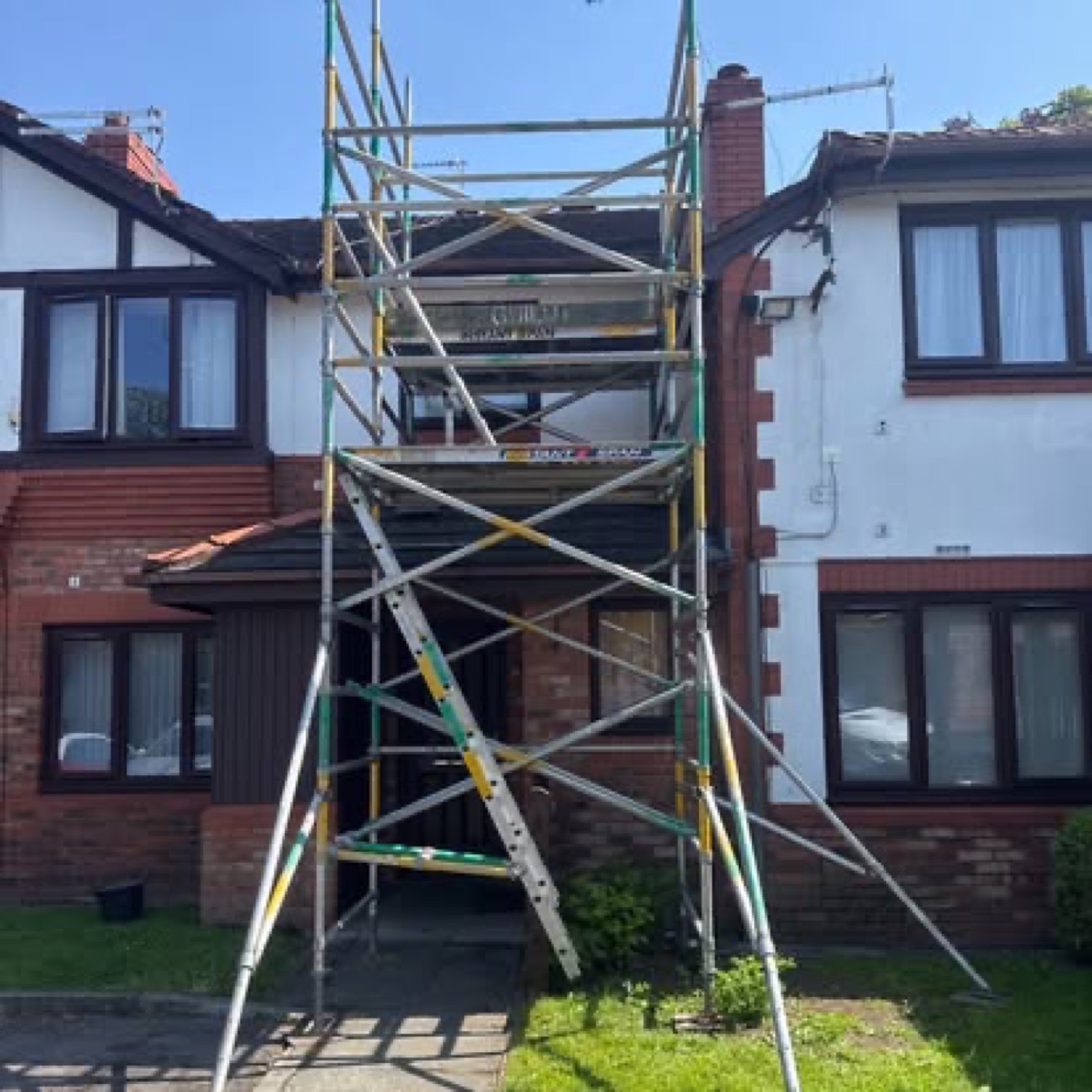 Tube & fitting tower on a semi-detached house